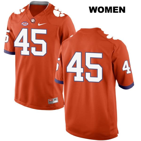 Women's Clemson Tigers #45 Josh Jackson Stitched Orange Authentic Style 2 Nike No Name NCAA College Football Jersey ZRJ7146LR